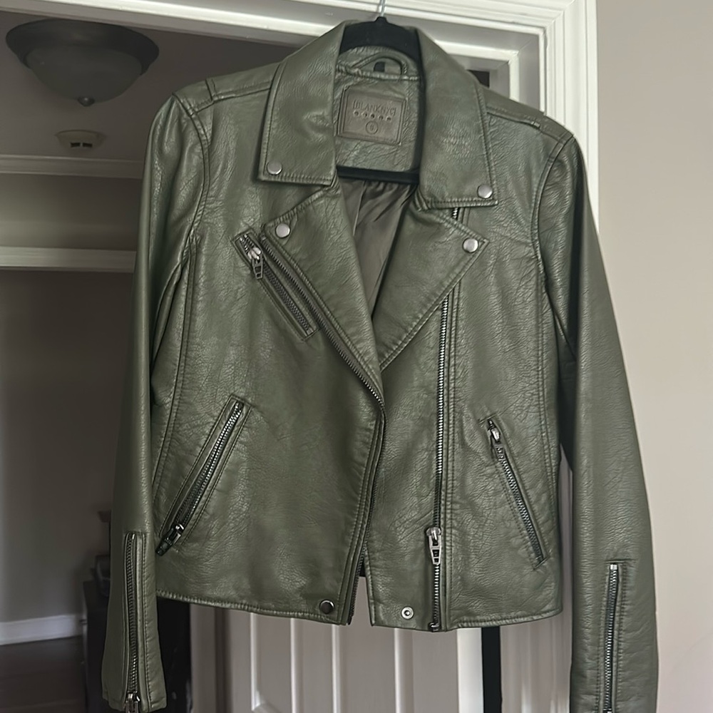 Nordstrom army green /olive amazing faux leather jacket.